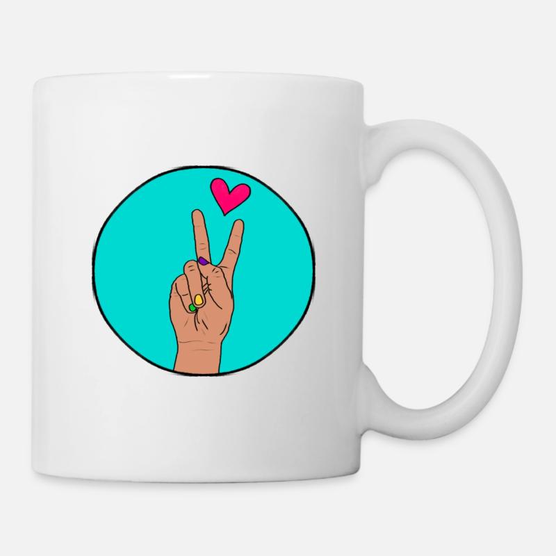 Main de paix avec couleur coeur - Mug blanc - blanc