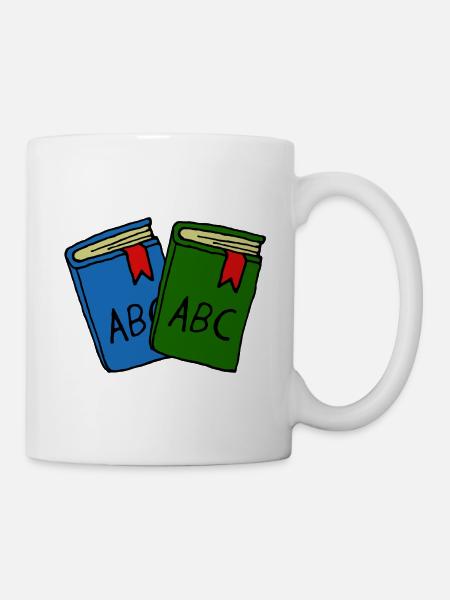 Schulbücher, Erste Klasse, Kinder - Tasse - Weiß