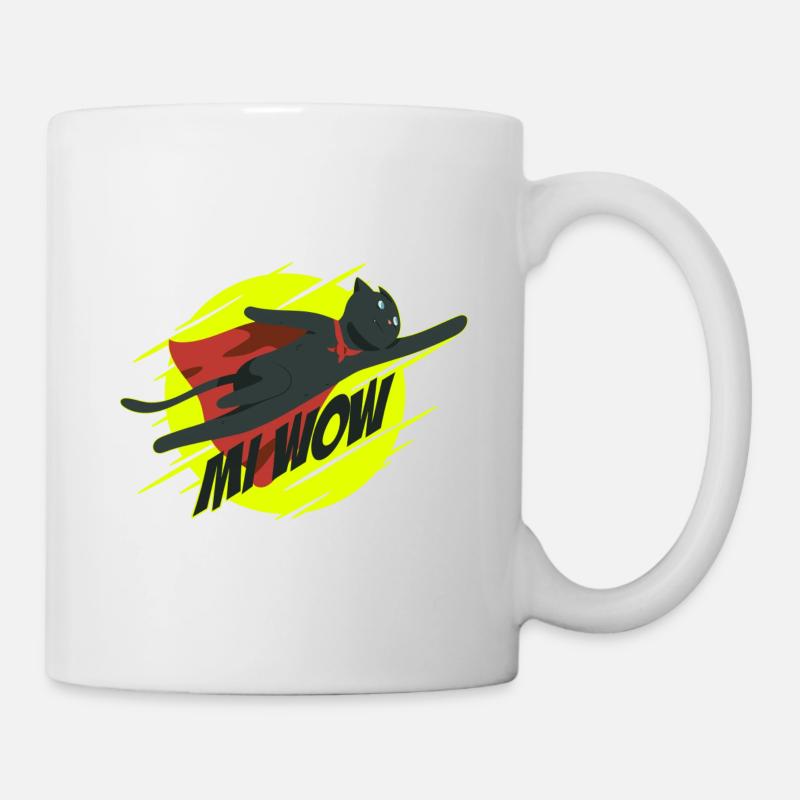MI WOW fliegende Superheld Katze - Tasse - Weiß