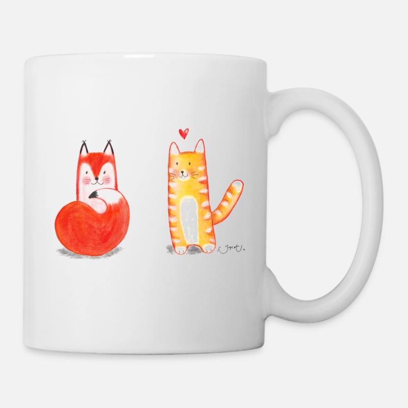M. Cat et Mme Fox - Tomber amoureux - Mug blanc - blanc