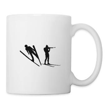 Skisprung Herz Skispringen Skifliegen Biathlon Eis - Tasse - Weiß - Rechts