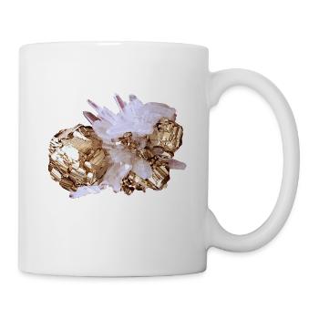 Pyrite quartz mineral crystal cat gold - Mug - white - Right