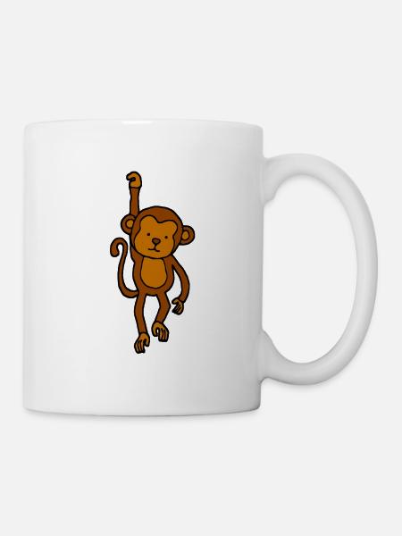 Niedlicher Affe - Klammeraffe Kinder Baby Geschenk - Tasse - Weiß