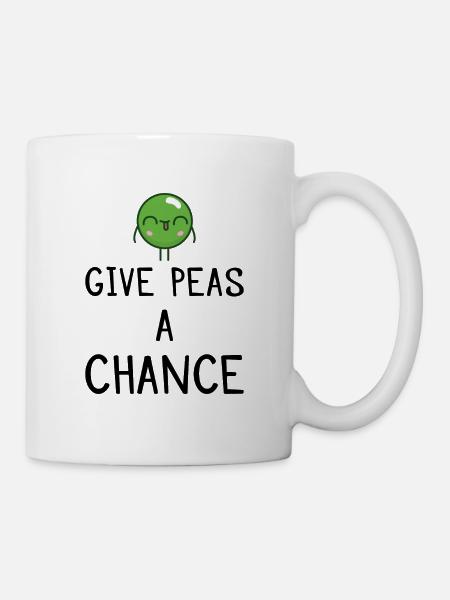 Give Peas a Chance Peace Vegan gift - Mug - white