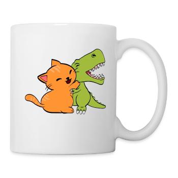 Cooles DinosaurierTStück für Tierliebhaber "Katze - Tasse - Weiß - Rechts