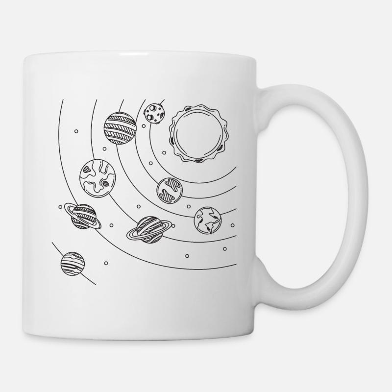 Solar System Line Graphic - Mug - white