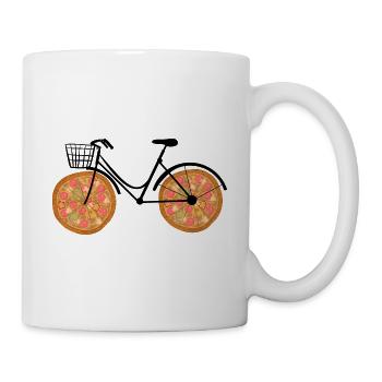 Pizza and cycling - Mug - white - Right