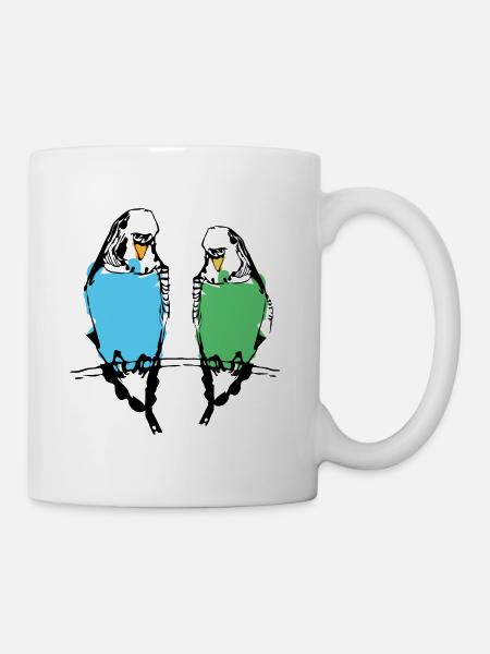 Cute budgie couple - Mug - white