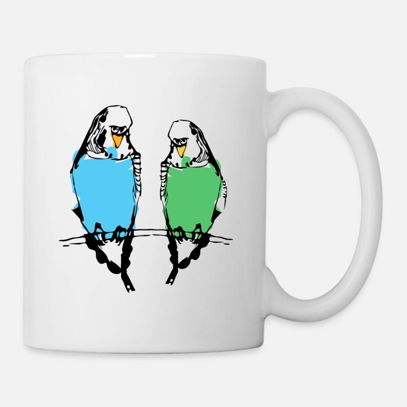 Cute budgie couple - Mug - white