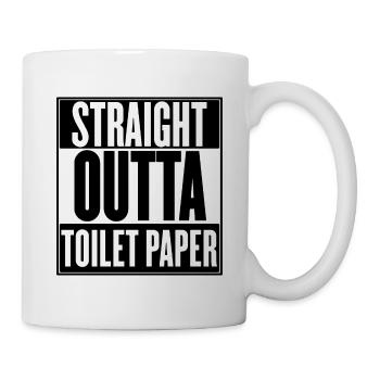 Chemises de papier hygiénique Straight Outta TP pénurie - Mug blanc - blanc - Droite