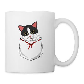 Chat dans la poche - Mug blanc - blanc - Droite
