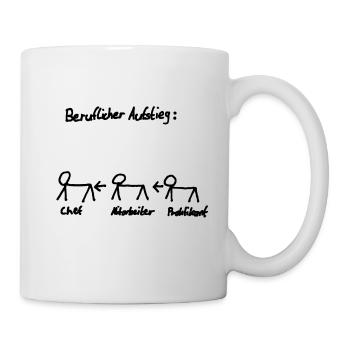 Beruflicher Aufstieg, Lustiger Comic, Geschenk Job - Tasse - Weiß - Rechts