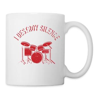 Drumming Shirt For Drummers "I Destroy Silence" - Mug blanc - blanc - Droite