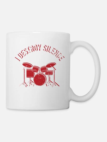 SchlagzeugShirt für Schlagzeuger "I Destroy - Tasse - Weiß