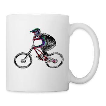 Mountainbike MTB bergab - Tasse - Weiß - Rechts