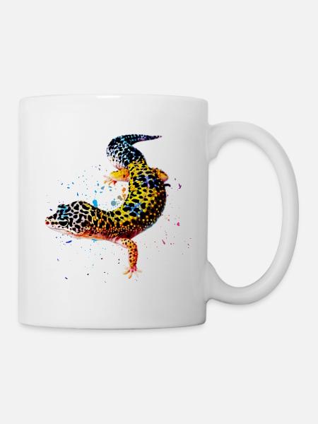 Aquarelle Lézard Gecko Reptile Keeper Lézard - Mug blanc - blanc