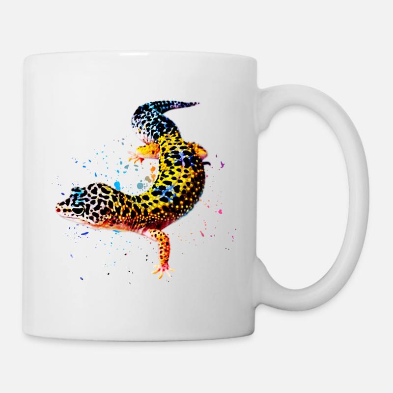 Leopard Gecko Reptilienhalter Eidechse Aquarell - Tasse - Weiß