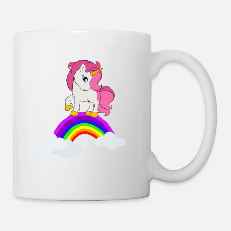 süßes Einhorn Regenbogen Unicorn Wolke Mädchen - Tasse - Weiß