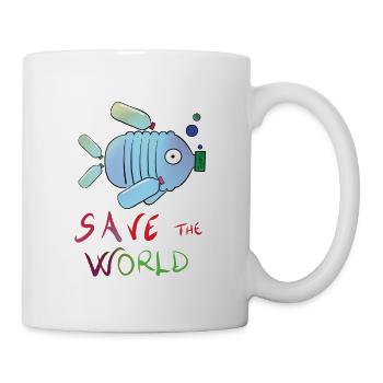 Rette die Welt - Tasse - Weiß - Rechts