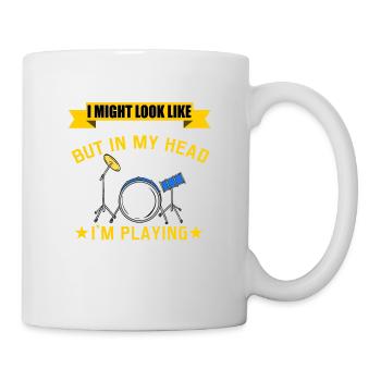 Drumming Shirt For Drummers "Mais dans ma tête, - Mug blanc - blanc - Droite