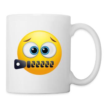 EMOJI mit Reißverschluss cooles u. lustiges Design - Tasse - Weiß - Rechts