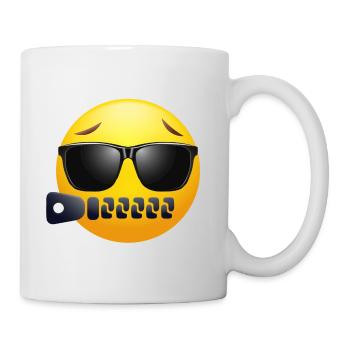EMOJI mit Reißverschluss u. Brille cooles Design - Tasse - Weiß - Rechts