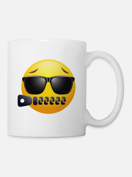 EMOJI with zipper and Glasses cool design - Mug - white