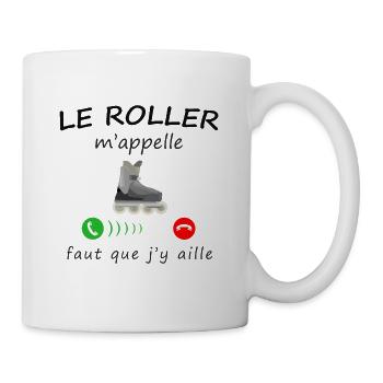 Le roller m'appelle de la collection "appel" - Mug blanc - blanc - Droite