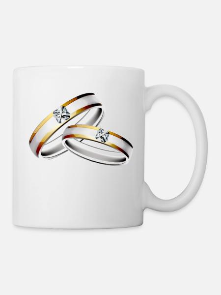 Wedding marriage bachelor party rings engagement - Mug - white