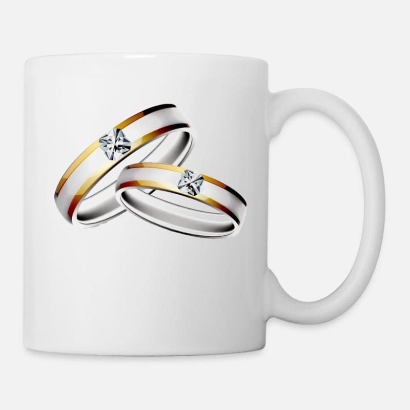 Wedding marriage bachelor party rings engagement - Mug - white
