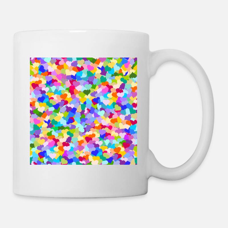 Motif de coeurs arc-en-ciel de confettis - Mug blanc - blanc