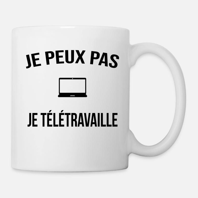 Je peux pas je télétravaille - Mug blanc - blanc