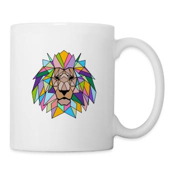 geometric lion in colorful - Mug - white - Right