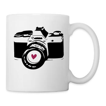 Black camera with heart - Mug - white - Right