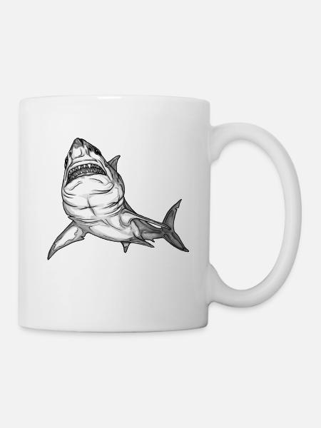 Great White and Black Shark - Mug - white