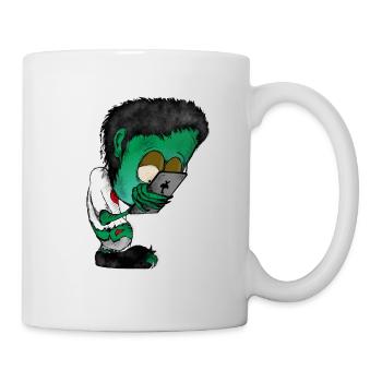 Téléphone Zombie après smartphone est en face du Zombi - Mug blanc - blanc - Droite