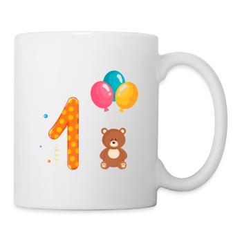 Premier ours en peluche joyeux anniversaire avec des ballons à air chaud - Mug blanc - blanc - Droite