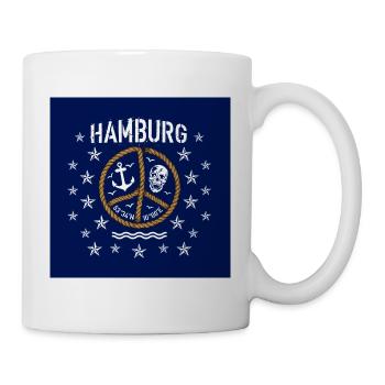 07 Hamburg skull coordinates peace anchor mask - Mug - white - Right