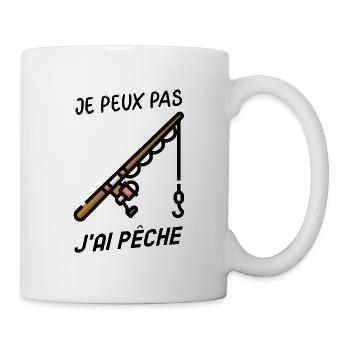 Je peux pas j'ai pêche " cadeaux pêcheur humour " - Mug blanc - blanc - Droite
