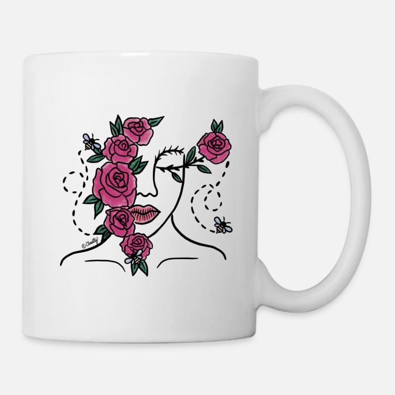 Rose & Bee lady - Mug - white