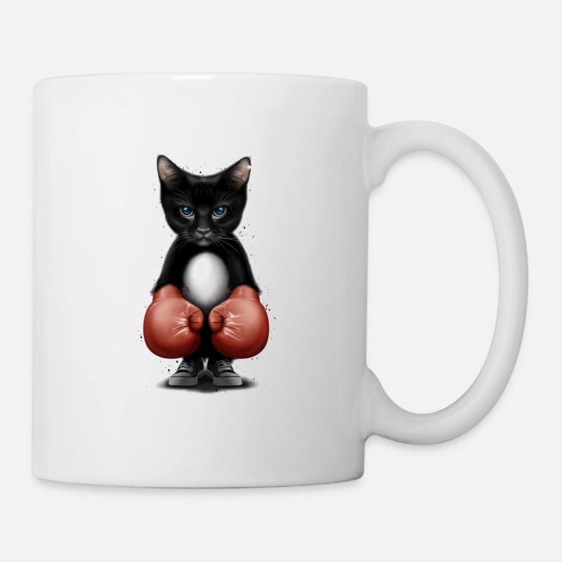 Petit chat avec d'adorables gants de boxe - Mug blanc - blanc
