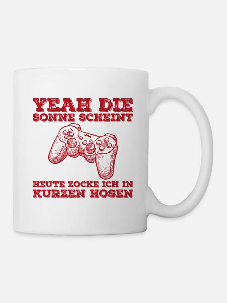 Yeah die sonne scheint Gamer Geschenk Zocken - Tasse - Weiß