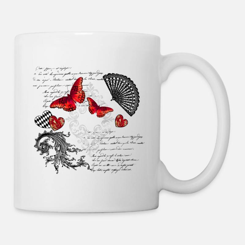 Papillons romantiques - Mug blanc - blanc