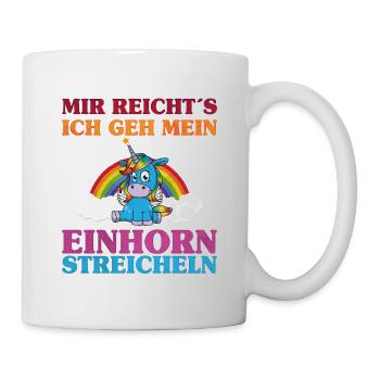 Einhorn streicheln | Fantasy Magic Fabelwesen - Tasse - Weiß - Rechts