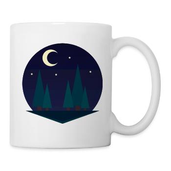 Wald bei Nacht mit Mond und Sternen - Tasse - Weiß - Rechts