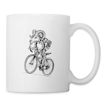 mouflon avec vélo - Mug blanc - blanc - Droite