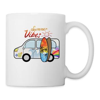 Campingbus mit Surfbrettern Surfer Sommerurlaub - Tasse - Weiß - Rechts