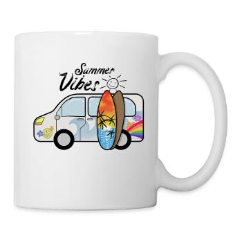Campingbus mit Surfbrettern Surfer Sommerurlaub - Tasse - Weiß - Rechts