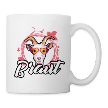 Braut Ziege JGA Junggesellinnenab Zicke Blume Tier - Tasse - Weiß - Rechts