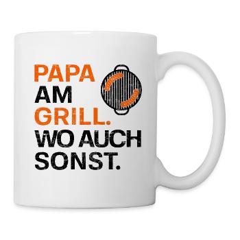 Grillen - Grillmeister - Grillkönig - Papa - Tasse - Weiß - Rechts